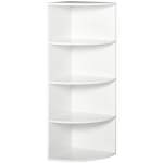 Homcom Biblioteca Colt Perete – 4 Rafturi Lemn Alb 120 cm