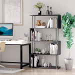 Homcom Bibliotecă cu Design Modern 4 Rafturi, Neagră, 80x30x145cm