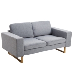 HOMCOM® 2-Sitzer Sofa Stoffsofa Ecksofa Polstersofa Sitzmöbel Armlehne Holz hellgrau 145 x 82 x 78 cm