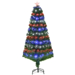 HOMCOM 5ft 150cm Fibre Optic Artificial Christmas Tree W/ Multi colour LED Lights-Green