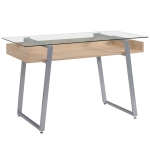 HOMCOM Birou picioare in forma de X suprafata de sticla design modern pentru domiciliu birou