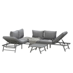 Outsunny Set con 2 Divani da Esterno con Schienale Reclinabile e 1 Tavolino, Metallo e Poliestere, Grigio