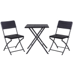 Outsunny Set Mobili da Esterno Tavolo con 2 Sedie Pieghevoli Nero