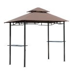 Outsunny Grillpavillon Gartenzelt Grill Pavillon Balkonpavillon Flammhemmendes Doppeldach Kaffeebraun+Schwarz 245 x 148 x 252 cm
