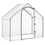Outsunny Foliengewächshaus Tomatengewächshaus Treibhaus Frühbeet mit Fenster und Tür Weiß Stahl PVC-Kunststoff 180 x 100 x 168 cm