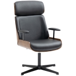 HOMCOM Scaun de birou din piele PU rotativ, simplu, modern, cu spatar inalt, scaun de computer, scaun de birou pivotant pentru casa si birou, negru