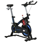 HOMCOM Bicicleta Estática de Fitness con Pantalla LCD Volante de Inercia de 10 kg 47x120x104.5-117cm Azul y Negro