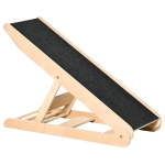 PawHut Rampa pliabila pentru animale de companie, inaltime reglabila 4 nivele de la 37,5 cm pana la 62 cm, natural