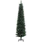 HOMCOM Albero di Natale Innevato Artificiale Alto e Stretto con 570 Rami, Base Rimovibile e Pieghevole, Φ53x195cm - Verde