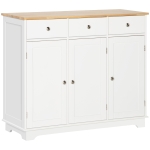 HOMCOM Aparador de Cozinha com 3 Gavetas 3 Portas e Prateleiras Ajustáveis Móvel Auxiliar de Armazenamento 101x40x85cm Branco