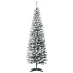 Homcom Albero di Natale Slim Innevato 180cm con 390 Rami Artificiali e Base Pieghevole