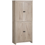 Homcom Bufet Lemn Natural – 4 Usi cu Rafturi Reglabile