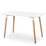 HOMCOM Scandinavian Style Dining Table w/ Wood Legs Adjustable Feet Elegant Home Office Dining Clean Stylish White