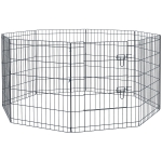 PawHut Recinto per Cani Gatti Cuccioli Roditori Recinzione Rete Gabbia 8 Pezzi 76 x 61cm Nero