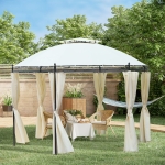 Outsunny Foisor de Gradina Rotund cu Acoperis Dublu, din Otel si Poliester, Φ350 x 275 cm, Alb