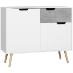 HOMCOM Dulap modern pentru depozitare, dulap decorativ cu sertar, 2 usi pentru dormitor, living, hol, gri deschis