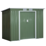Outsunny Magazie de gradina din otel cu acoperis inclinat, usa glisanta dubla si orificii de aerisire, 213x130x173 cm, verde