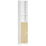 Kleankin Dulap de depozitare pentru baie inalt ,Organizator lateral subtire cu polita deschisa cu 2 niveluri, dulap, usa, alb