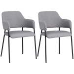 HOMCOM Set de 2 scaune de sufragerie moderne, scaune decorative din material textil la atingere de in cu cotiere, scaune de bucatarie cu picioare de otel pentru sufragerie, albastru