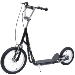 HOMCOM Kinderroller mit Bremsen 16/12 Zoll Scooter Tretroller Cityroller Kinder Roller Kickboard für 5+ Jahre Kinder Schwarz 135 x 58 x 92-100 cm