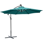 Outsunny Ombrellone a Braccio con Manovella e 8 Strisce LED a Energia Solare
