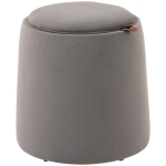 HOMCOM Otomana rotunda cu tava superioara, taburet din material textil cu atingere catifea, masuta de cafea mica cu depozitare pentru sufragerie, dormitor, gri inchis