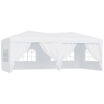 Outsunny Gazebo Pieghevole da Giardino con 6 Pannelli Laterali, Bianco, 3x6m