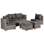 Outsunny Salotto da Giardino in PE Rattan 8 Pezzi con Struttura in Alluminio Grigio