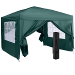 Outsunny Gazebo Impermeabile con Pannelli Laterali Pieghevole 3x3m, Verde