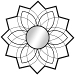 HOMCOM Okrągłe Lustro z motywami kwiatowymi 79 cm x 79 cm x 0,4 cm Szkło lustrzane Metal Drewno MDF Czarne