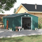 Outsunny Magazie Unelte din Otel Galvanizat, Anti Rugina 3.4 x 3.86 x 2 m, Verde
