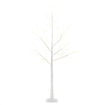 Outsunny Árvore de Bétula 150cm de Altura com 210 Luzes LED em Branco Quente Ramos Flexíveis e Base para Decoração de Festas Aniversários Casamentos 20x20x150cm Branco
