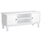HOMCOM TV Stand Unit Corner Table, MDF-Ivory White
