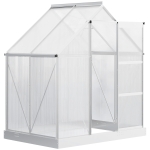 Outsunny 6 x 4 FT Walk-In Greenhouse Polycarbonate Panels Aluminium Frame w/ Sliding Door Adjustable Window 2.5㎡ Inner Area Plant Vegetable Flower Grow Green House Protection