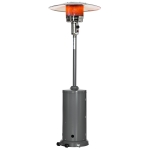 Outsunny Parasol Chauffant Commercial 12,5 KW - Chauffage d'extérieur gaz - Chauffage de terrasse - Double sécurité - Puissance réglable - roulettes - Acier INOX. Gris