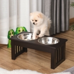 Pawhut suport cu 2 boluri inox, pentru caini, lemn