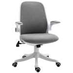 Vinsetto Bürostuhl Schreibtischstuhl Drehstuhl mit Wippfunktion Armlehne verstellbar höhenverstellbar ergonomisch Leinenimitat Nylon Grau+Weiß 62,5 x 60 x 94-104 cm