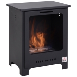 HOMCOM Cheminée bioéthanol sur Pieds brûleur 1,5 L, 3h de durée de combustion Style néo-rétro poêle dim. 40L x 30l x 50H cm Couverture 20-25 m² Noir