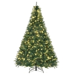 HOMCOM Sapin de Noël Artificiel Lumineux LED x 700 Blanc Chaud + Support Pied Ø 142 x 210H cm 2154 Branches Vert