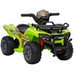 HOMCOM Mini Elektro-Quad Kinder Elektro ATV Kinderwagen LED Frontlicht Kinderfahrzeug Kindermotorrad Elektroquad für 18-36 Monate Kinder Metall PP-Kunststoff Grün 70 x 42 x 45 cm