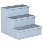 PawHut Haustiertreppe Hundetreppe 3 Stufen Einstiegshilfe mit Teppich Stauraum für Katzen und Hunde Kiefernholz Grau 40,5 x 44,5 x 38 cm
