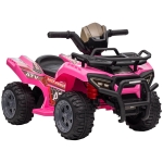 HOMCOM Mini Elektro-Quad Kinder Elektro ATV Kinderwagen LED Frontlicht Kinderfahrzeug Kindermotorrad Elektroquad für 18-36 Monate Kinder Metall PP-Kunststoff Rosa 70 x 42 x 45 cm