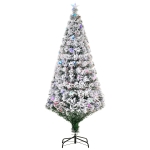 HOMCOM Árvore de Natal 180 cm Pinheiro Natural Branco Neve Artificial com Suporte de Metal Luzes LED 230 Ramos