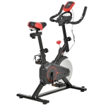 HOMCOM Vélo d'appartement avec écran LCD multifonctions vélo biking cardio-training selle et guidon réglables poids volant inertie 6 Kg acier noir et rouge