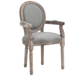 HOMCOM Chaise de Salle à Manger Chaise de Salon médaillon Style Louis XVI Bois Massif patiné sculpté Tissu Lin Gris