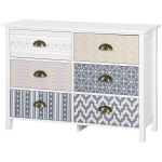 HOMCOM Chest of Drawers, 6 Drawer Dresser w/ Antique Metal Handles and Multi-Coloured Patterns, Storage Drawer Unit for Bedroom