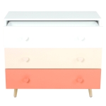 Homcom Mobilier Comoda cu Picioare din Lemn de Pin 3 Sertare Alb si Roz 90 x 42 x 80cm