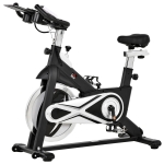 HOMCOM Fahrradtrainer, Heimtrainer, LCD-Display, Handyhalterung, leise, Stahl, silber+schwarz, 125 x 54 x 112,7cm