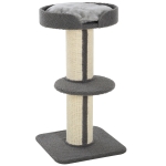 PawHut Tiragraffi ad Albero per Gatti con Cuccia Cuscino Rivestimento e Pali in Corda Sisal - Grigio