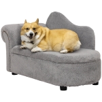 PawHut Canapea pentru caini de talie medie, pat inaltat pentru caini cu cadru din lemn, lounge pentru pisoi pentru instalare usoara, 80 x 40 x 46 cm, gri inchis